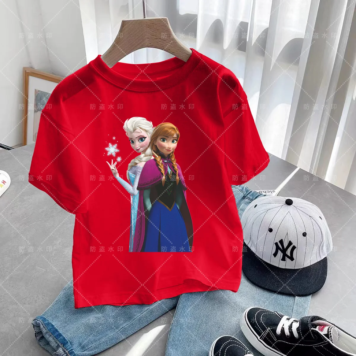 Piękny Frozen Elsa T-shirt dla dzieci dziewczynki ubrania Disney T-shirty dzieci lato z krótkim rękawem dziecko prezent urodzinowy 3-14T