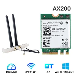 2400Mbps AX200 Desktop Kit Wi-Fi 6 Wireless Card Bluetooth 5.2 AX200NGW Dual Band NGFF M.2 802.11ax Adapter Windows 10 11