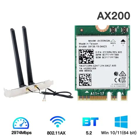Intel AX200 Wi-Fi 6 Bluetooth Card 2400Mbps fenvi