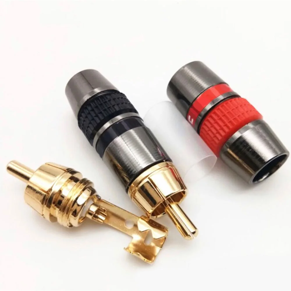 2/4/12/24PCS Gold Plated RCA Male Plug High Quality Output/Input Audio Video Locking RCA Connectors Plug Jack Adapter