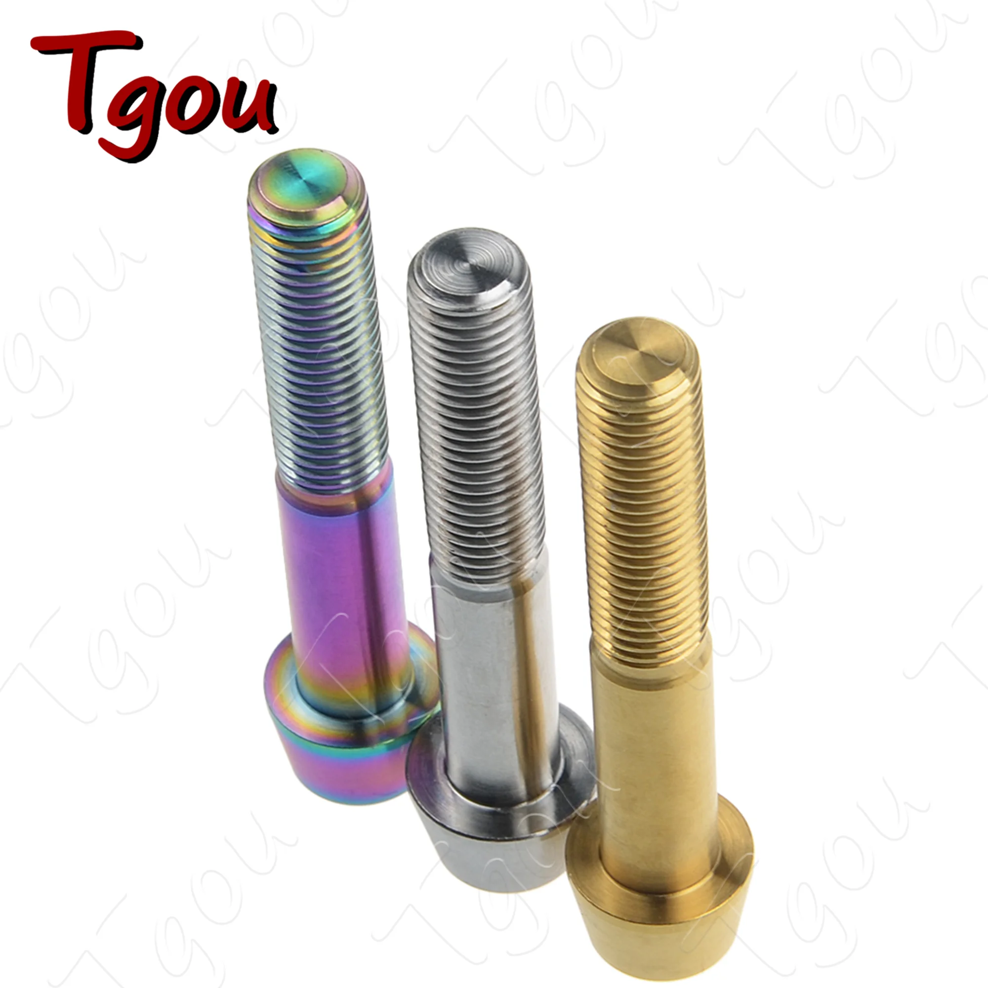 Tgou Titanium Bolt M10x55 60mm Pitch 1.25 Taper Head Allen Key Screws for Motorcycle Brake Caliper