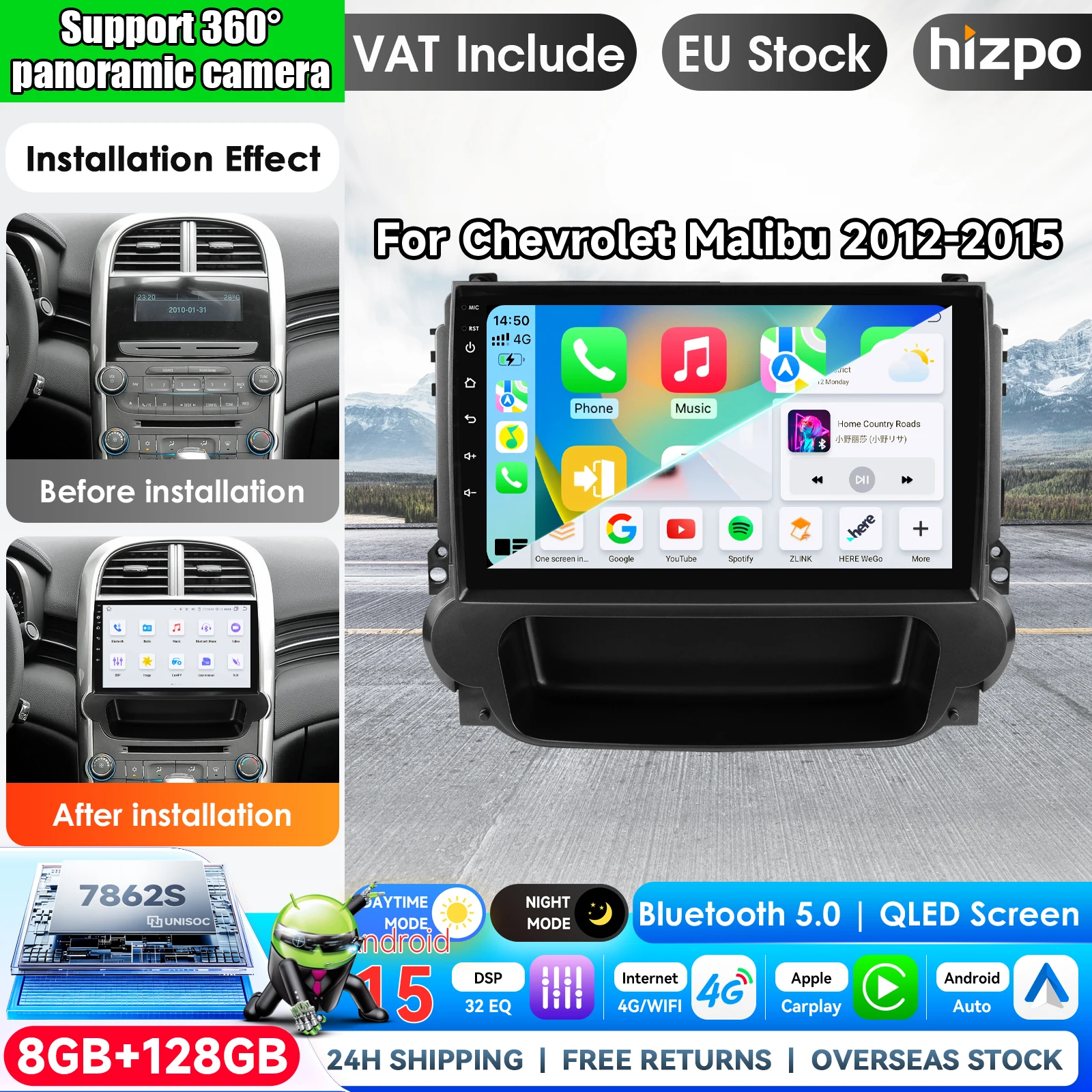 Android 15 Autoradio für Chevrolet Malibu XL 2012 2013 2014 2015 7862 Auto-DVD Auto-Radio Stereo Multimedia-Player GPS-Navigation 2Din Stereo Autoradio Navigation GPS Auto-KI-Intelligente Systeme