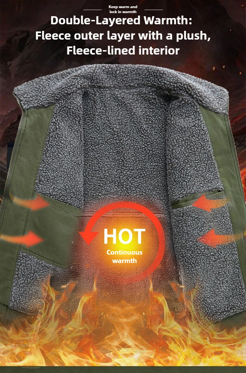 Chaqueta de estilo militar de invierno para hombre con forro polar grueso para actividades al aire libre Ocasiones informales de negocios con protección cálida