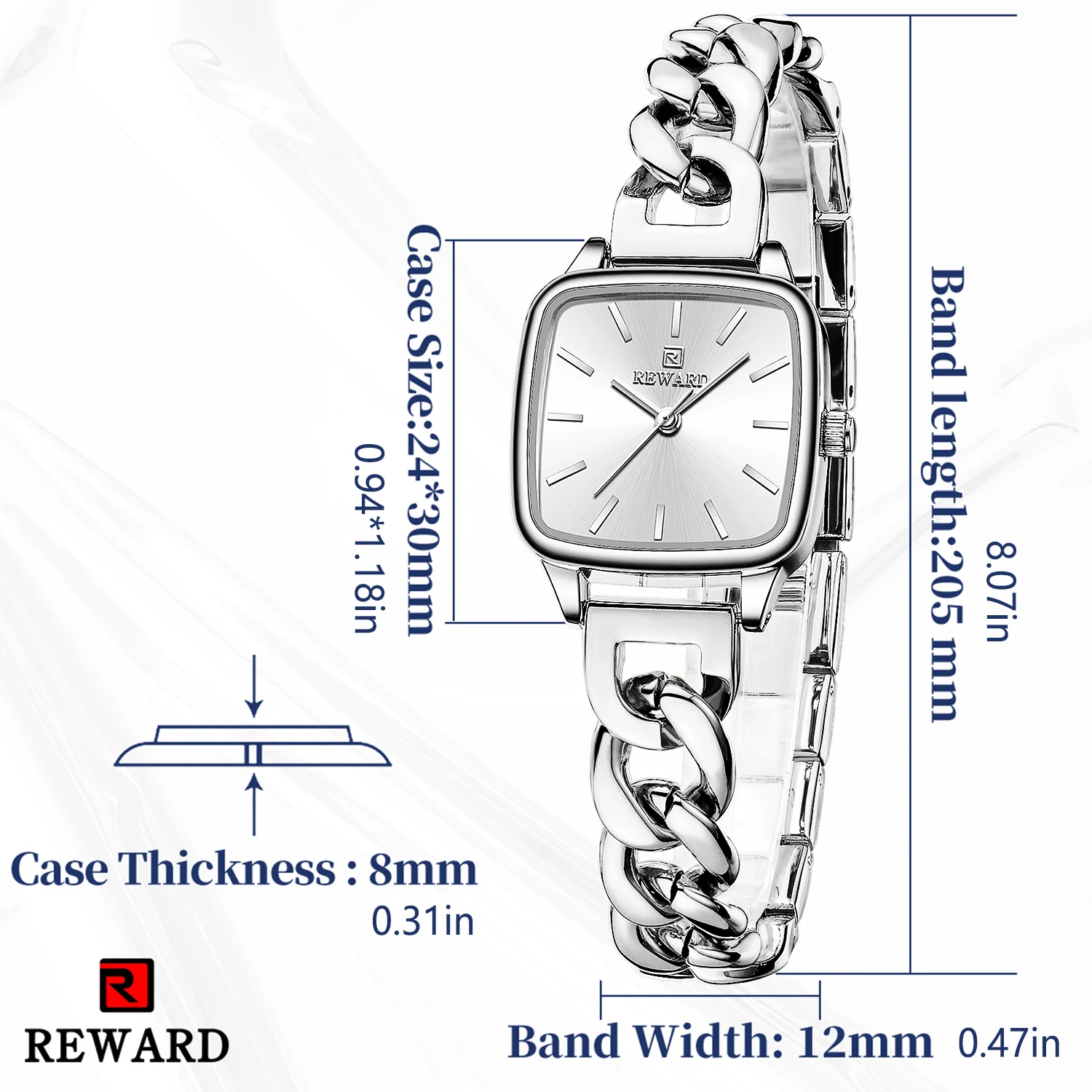 مكافأة 211513 ساعة كوارتز نسائية فاخرة ساعة نسائية مقاوم للماء حزام الفولاذ المقاوم للصدأ ساعات أنيقة للمرأة Reloj Mujer