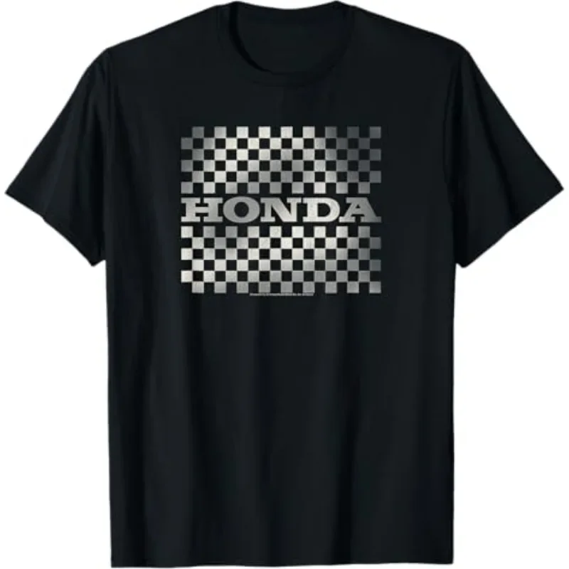

Honda Men's and Women's T-Shirts Racing Motorcycle Culture Shirts Summer Riding Off-Road Sports Checkers Logo Short Sleeves