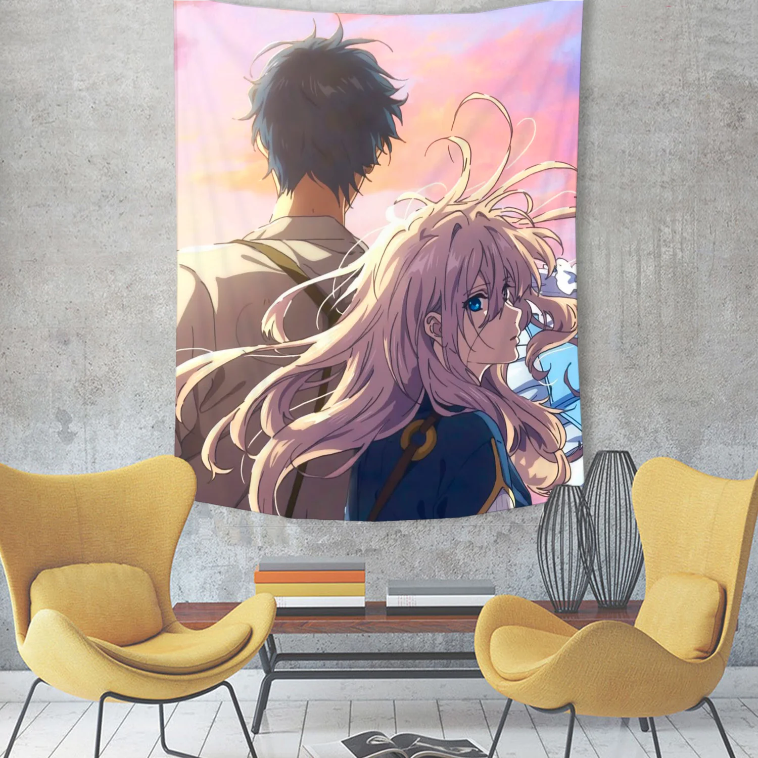 انمي ياباني البنفسجي جيلبرت البنفسجي Evergarden نسيج غرفة نوم الجدار الشنق النسيج غرفة المعيشة المنزل النوم ديكور ديكور فني للمنزل