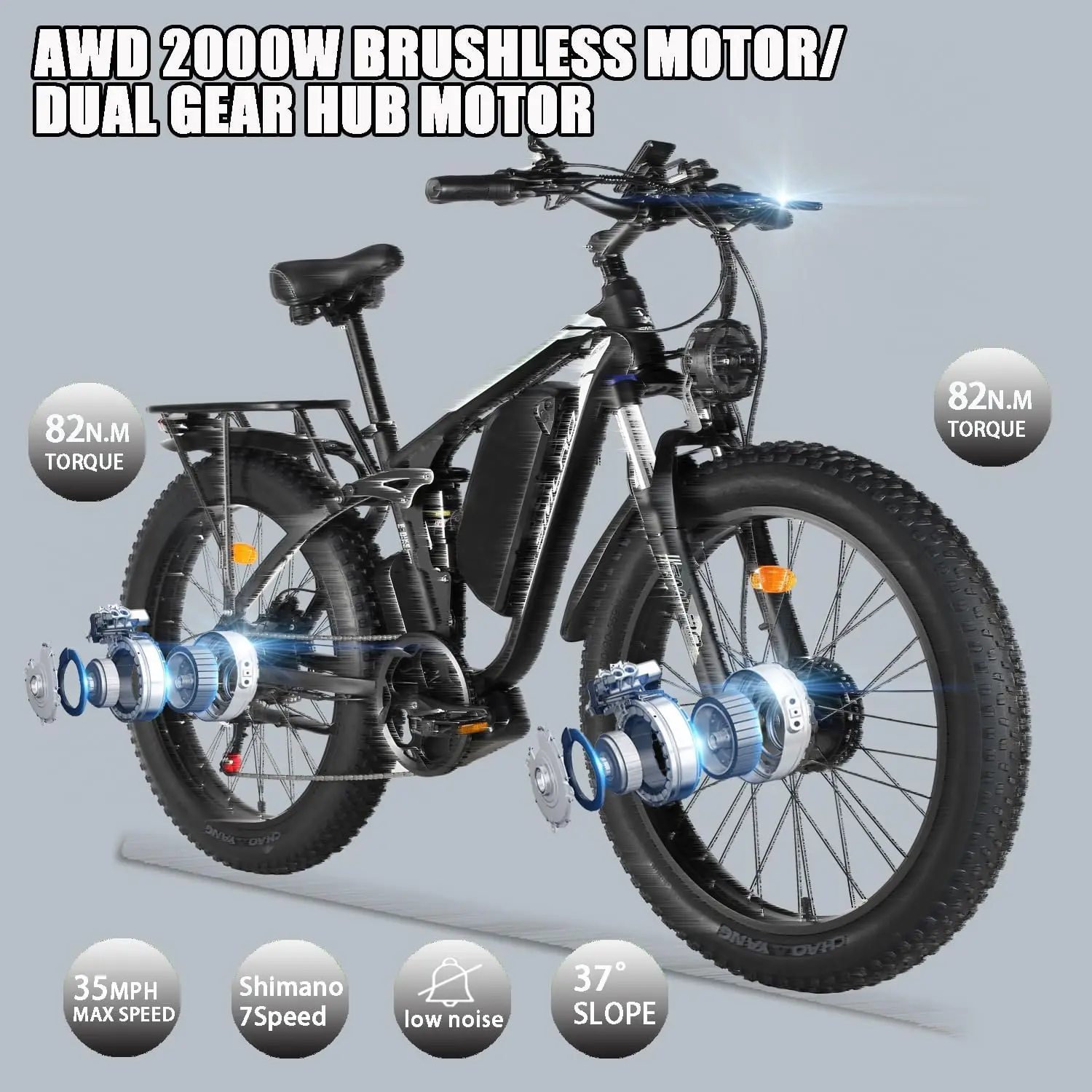 Ready Stock Electric Bike Adults 2000W Motor 55km/h Ebike 48V 23Ah Battery 100KM Mountain Ebikes 26