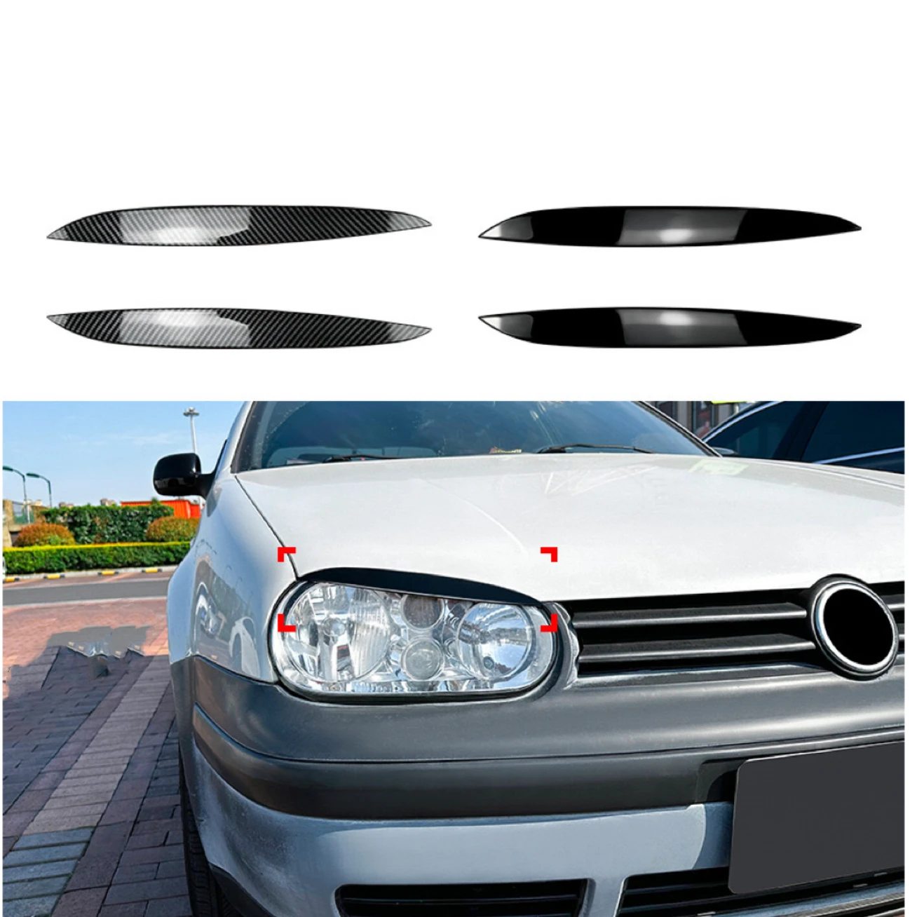 

2Pcs Car Headlight Eyebrow Eyelid Cover Decoration Trim For VW Golf 4 MK4 1997 1998 1999 2000 2001 2002 2003 2004 2005