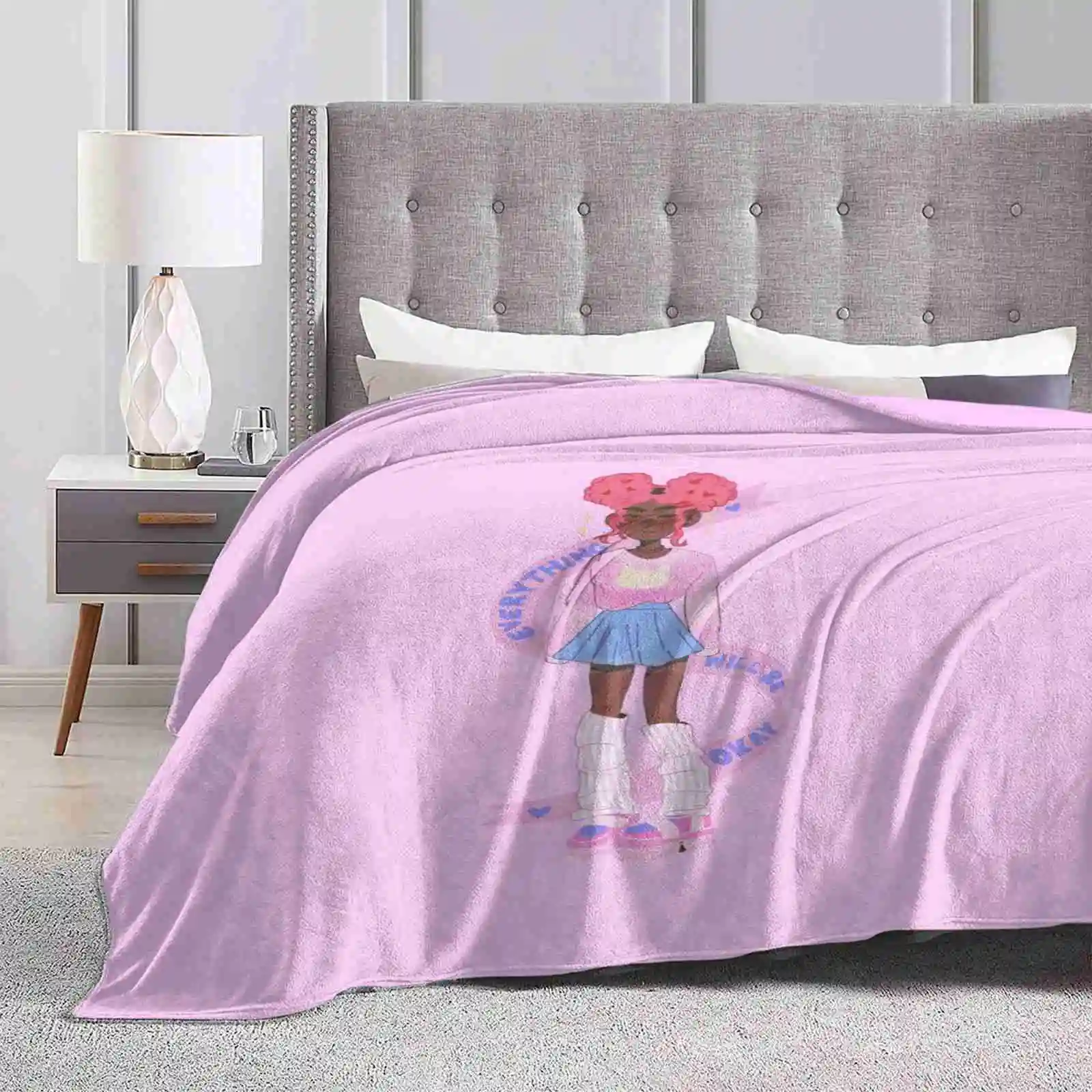 Everything Will Be Okay Super Warm Soft Blankets Throw On Sofa/Bed/Travel Mental Health Reminder Black Artist Cute Kawaii Alt