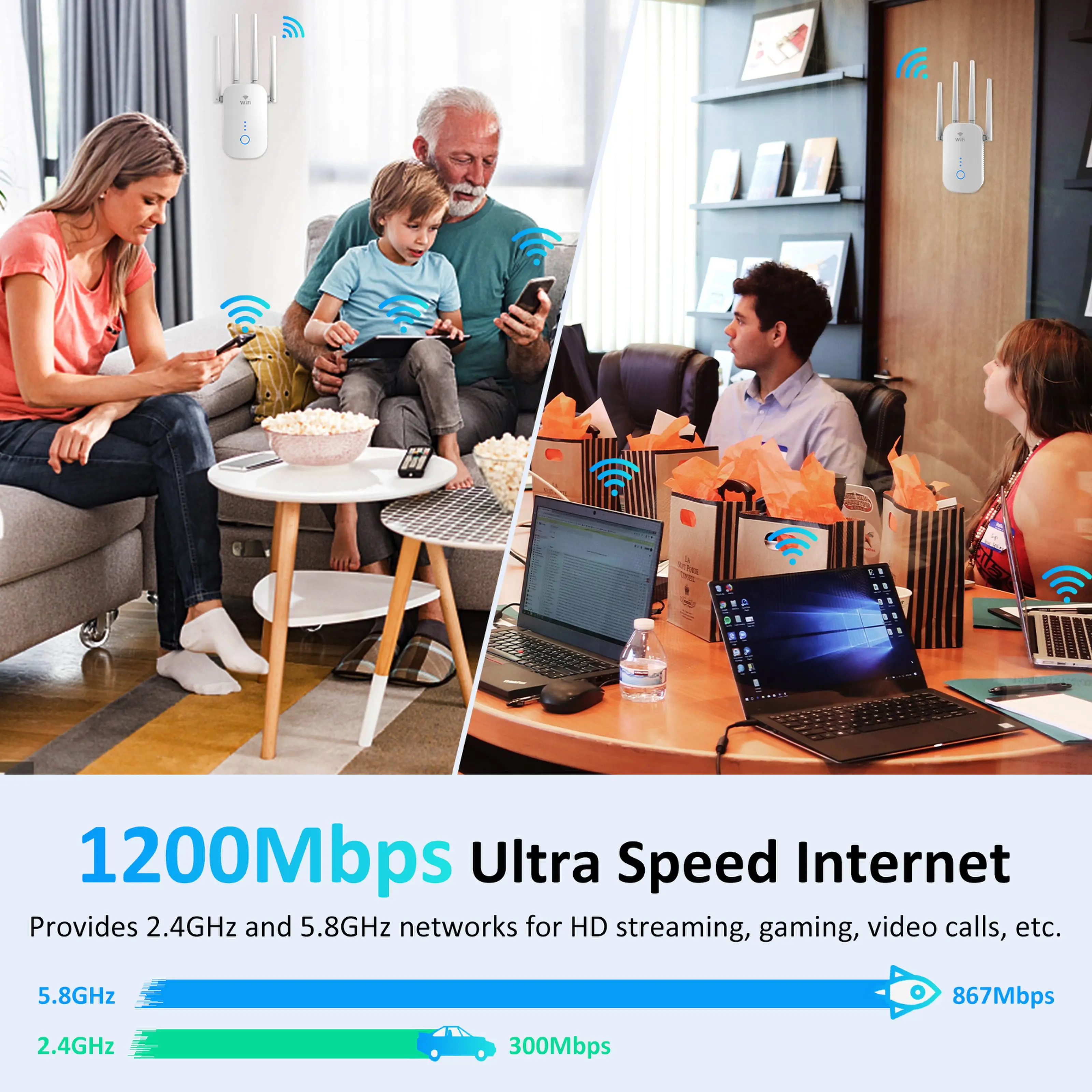 JOOWIN Clearance Wifi Equipment 1200mbps Home WiFi Device Wireless Network Equipment Comfast 2100Mbps Wifi 5