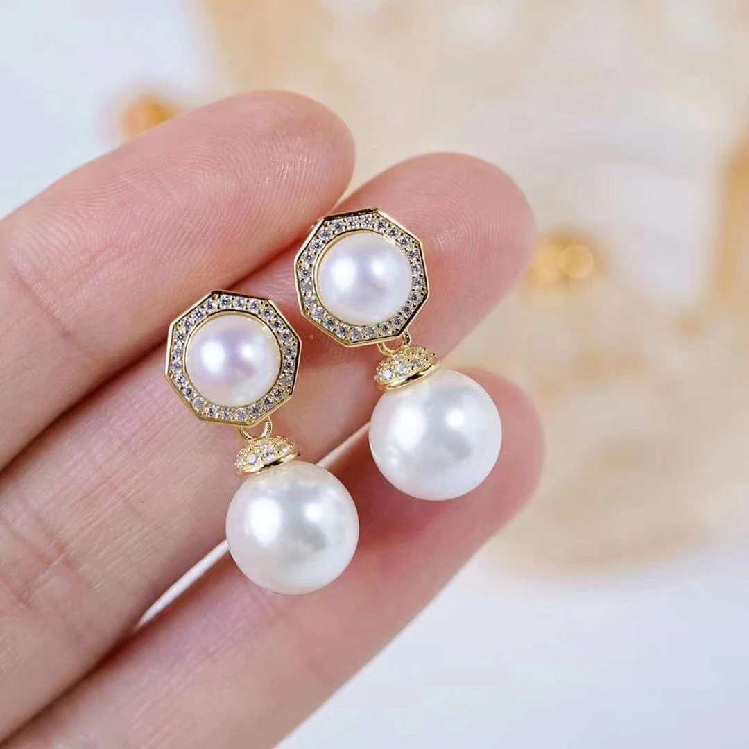 

Classical 925 Sterling Silver Earrings Base Findings Mountings Jewelry Mounts Fittings Women's Accessories for 7-11mm Pearls