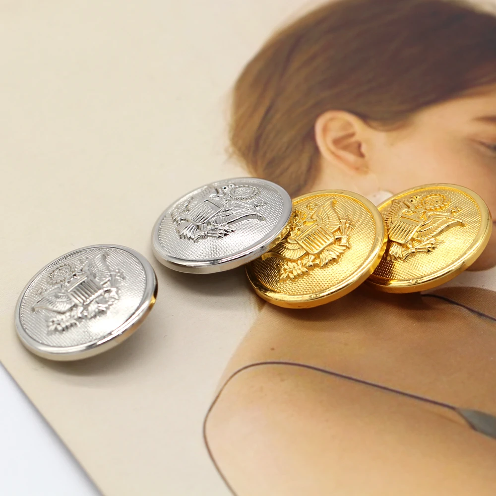 HENGC 15/18/25mm Round Eagle Gold Metal Buttons for Clothing Fashion Coat Suit Blazer Jacket DIY Crafts Sewing Accessories view 3