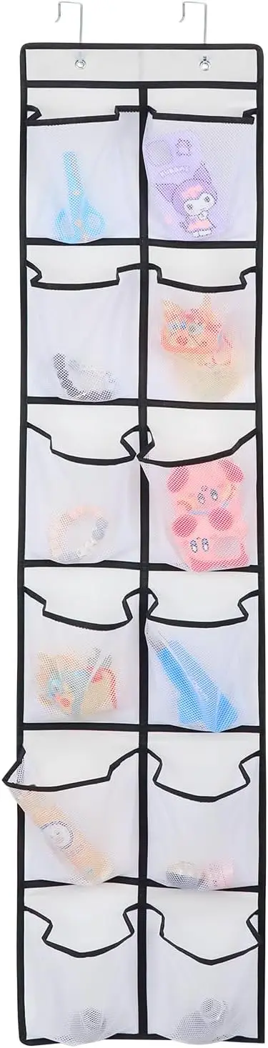 

12 Large Pockets Over Door Hanging Shoe Organizer, White - Space-Saving Storage Solution