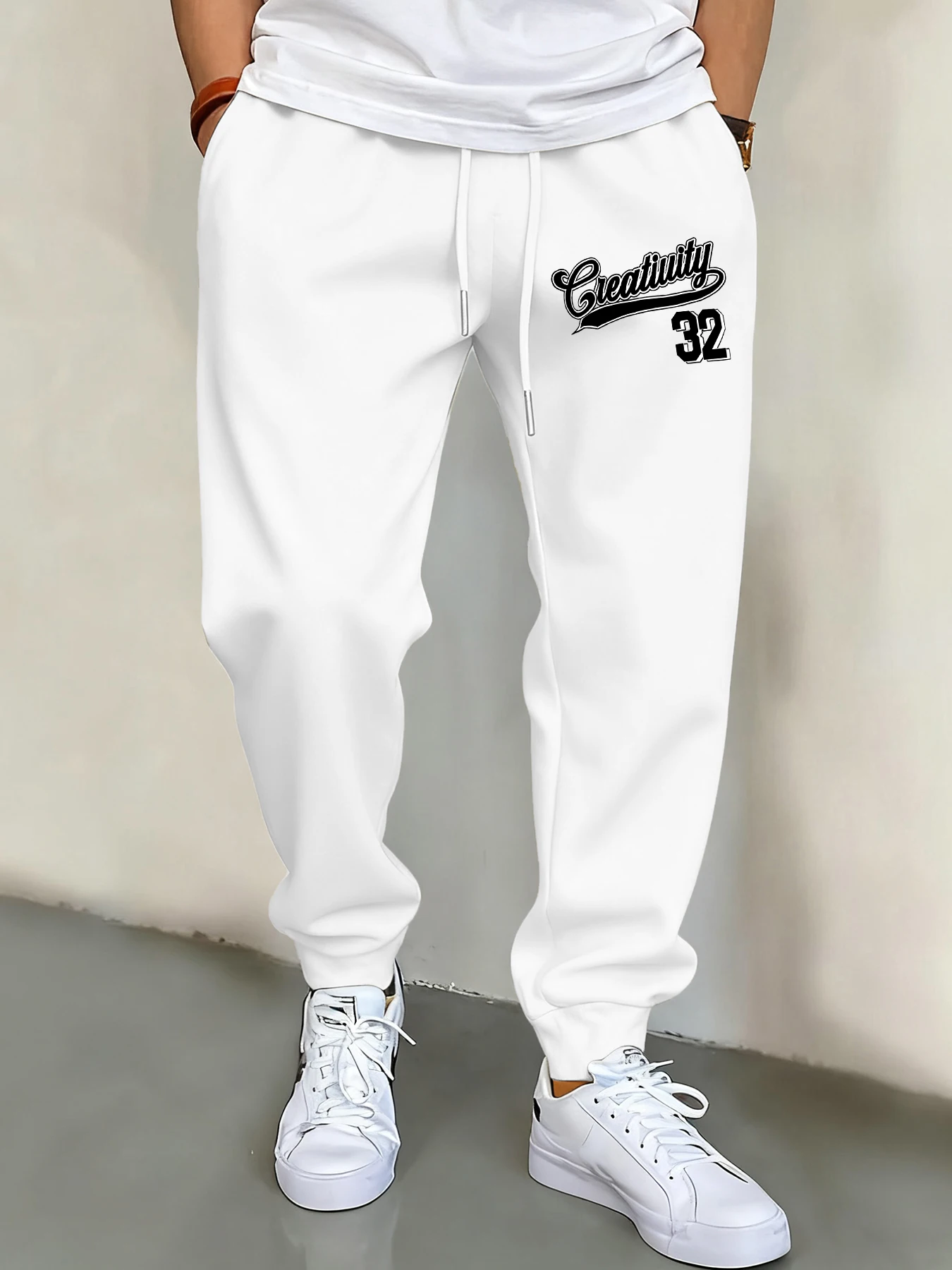 

Creativity Number 32 Print Men Jogging Pant Autumn Warm Casual Pants Fleece Pocket Vintage Trousers Fashion Street Sweatpants