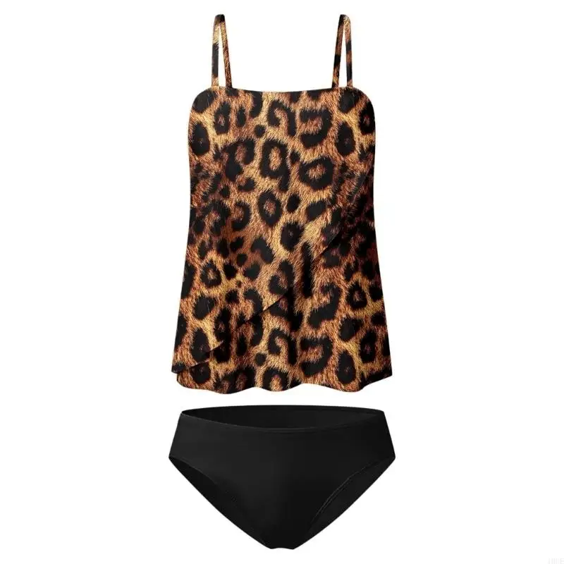 Strapless Tankini Swimsuits for Women 2 Piece Bathing Suits Bandeau Blouson Swim Top with Bottom 