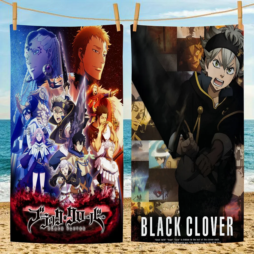 

Black Clover Anime Beach Swimming Towel Soft Absorbent Washcloth Children's Gifts For Kids Travel Camping Gym