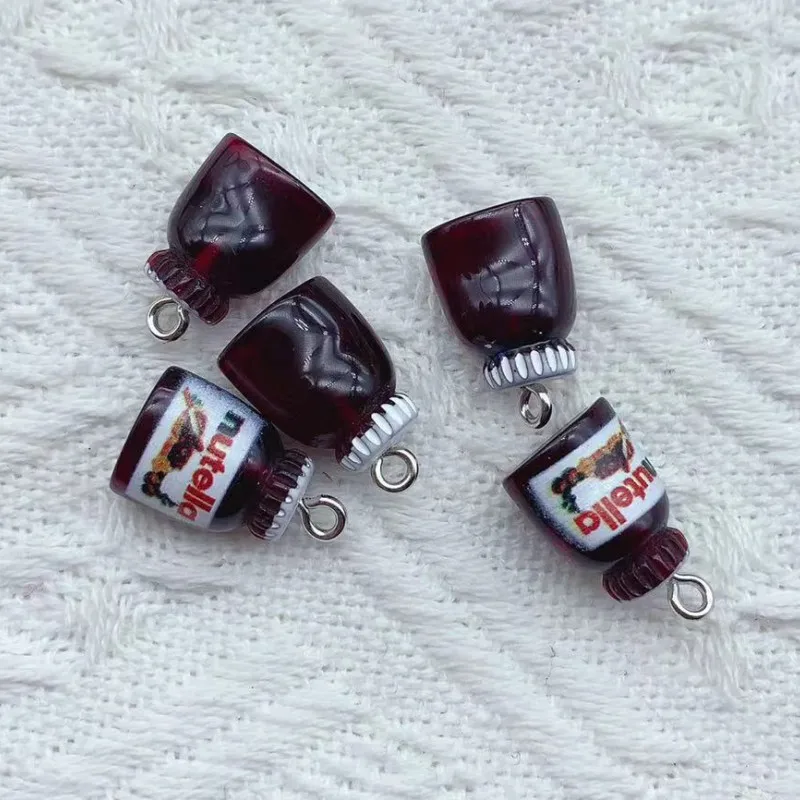 10Pcs Cartoon 3D Bread Jam Resin Charms for Necklace Earrings Keychain Making Jewelry Cute Bottle Floating Pendants