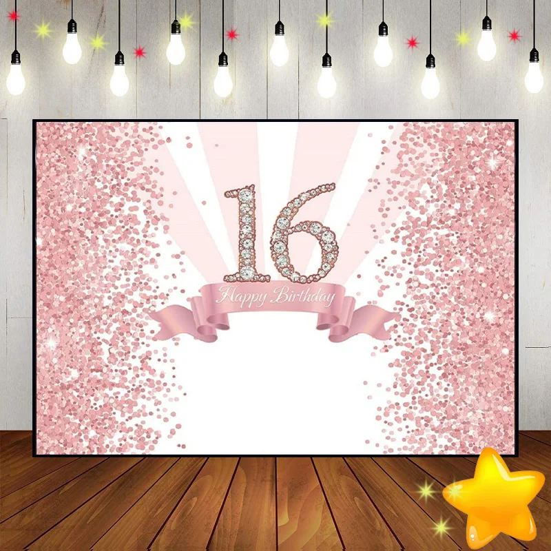 Happy 16th Birthday Background Custom Backdrop Party Photo Man Photography Backdrops Game Decoration The Breath of Youth Golden