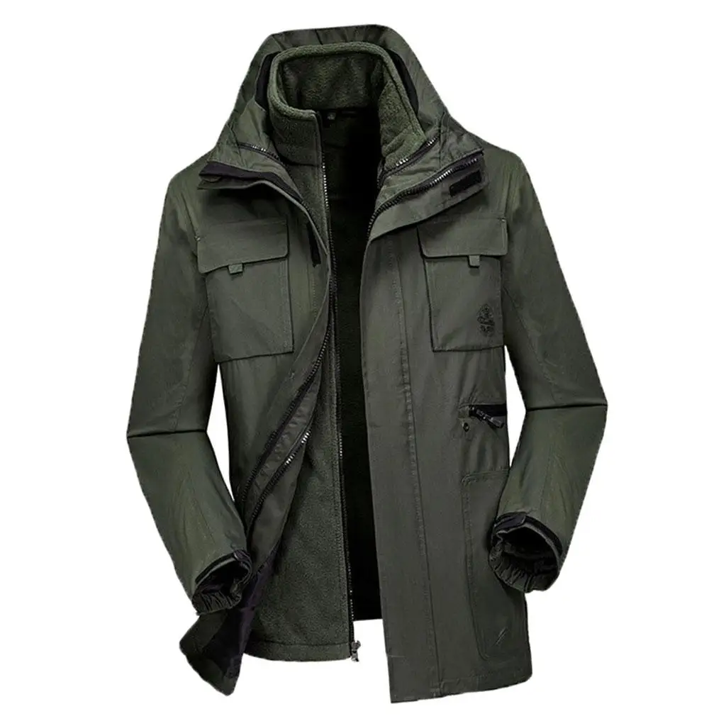 Mens 3XL Waterproof Snow Jacket Wind Resistant Fleece Lined Removable Inner for Cold Weather Sports Camping