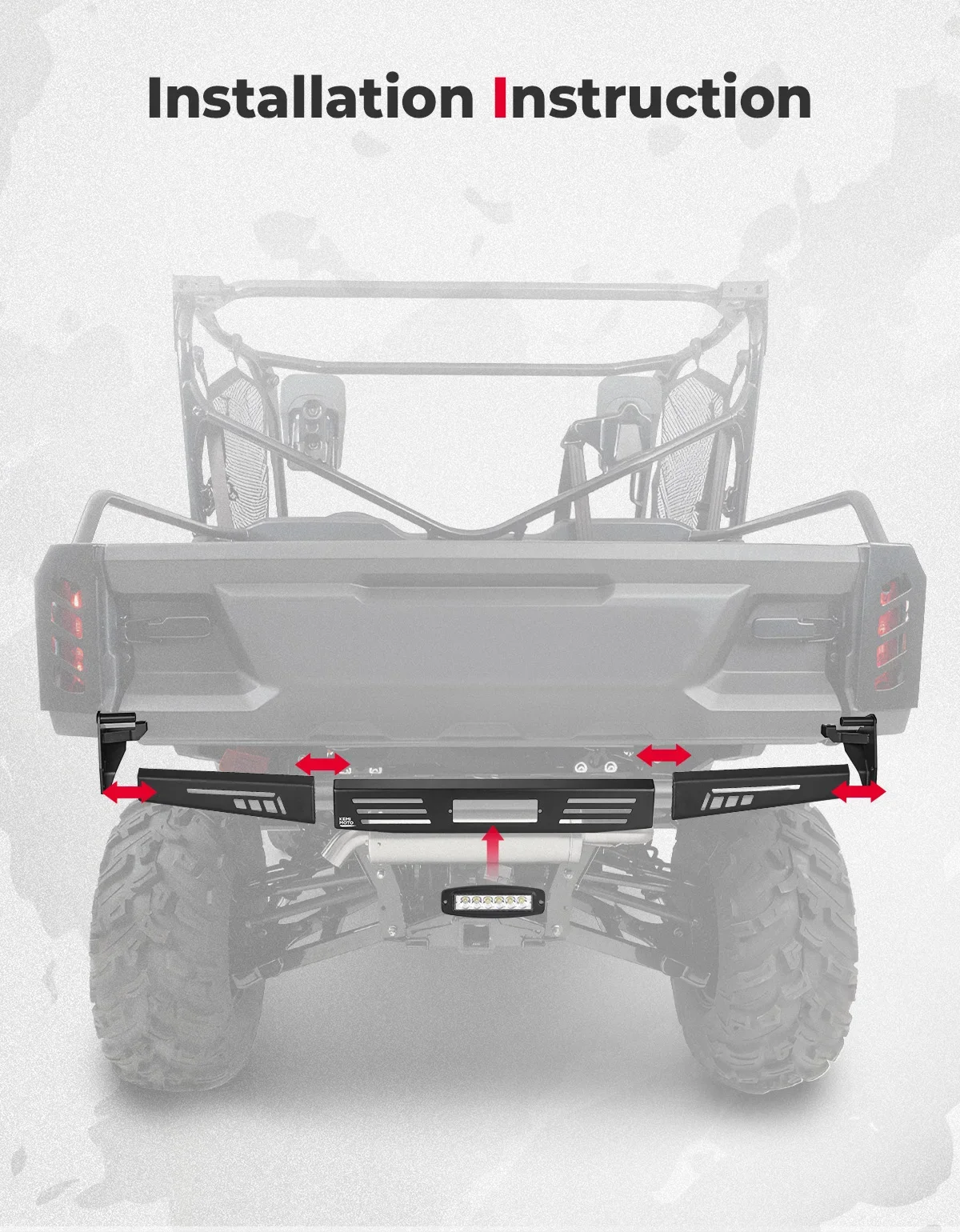 KEMIMOTO UTV Metal para-choques traseiro com luz, compatível com Honda Pioneer 1000-6 DELUXE CREW 2023