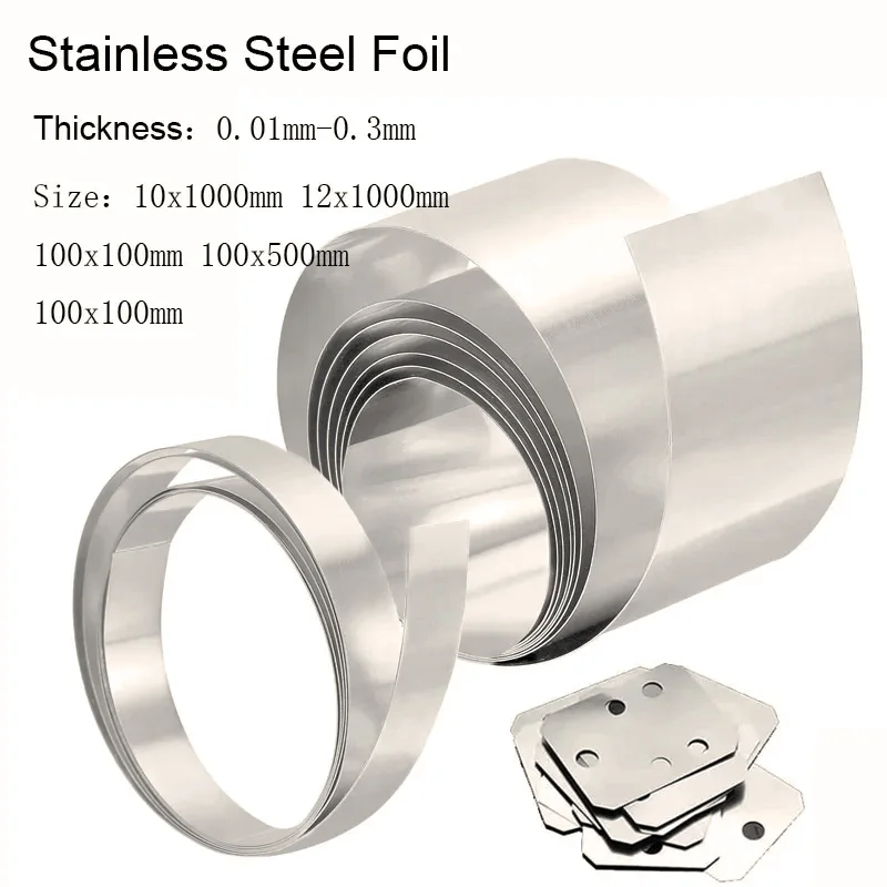 

1pcs Stainles Steel foil 304 Stainless Steel Strip Thickness 0.01mm-0.3mm For Precision Machinery