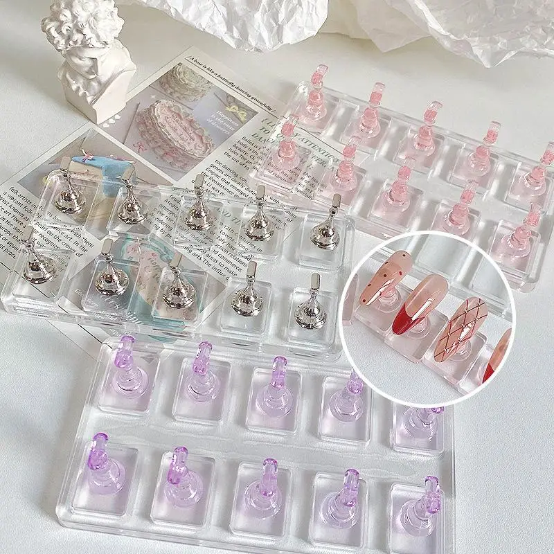 1/5/10 Grid Nail Practice Stand Fingernail DIY Manicure Stand Tools Non-Magnetic Nail Display Nail Display Stand Tips Holder