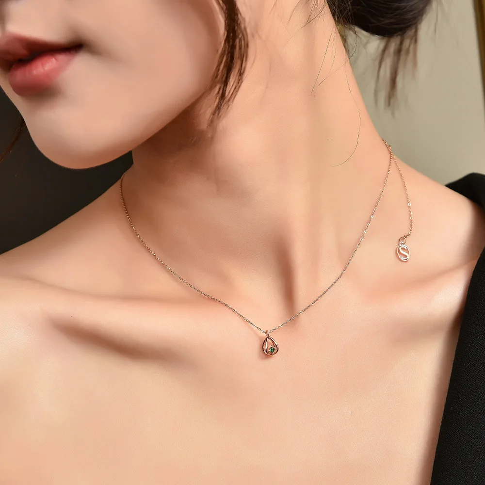 Collana da donna in acciaio al titanio, collana con clavicola con zirconi a lanterna per dicembre, collana a 12 colori per dicembre