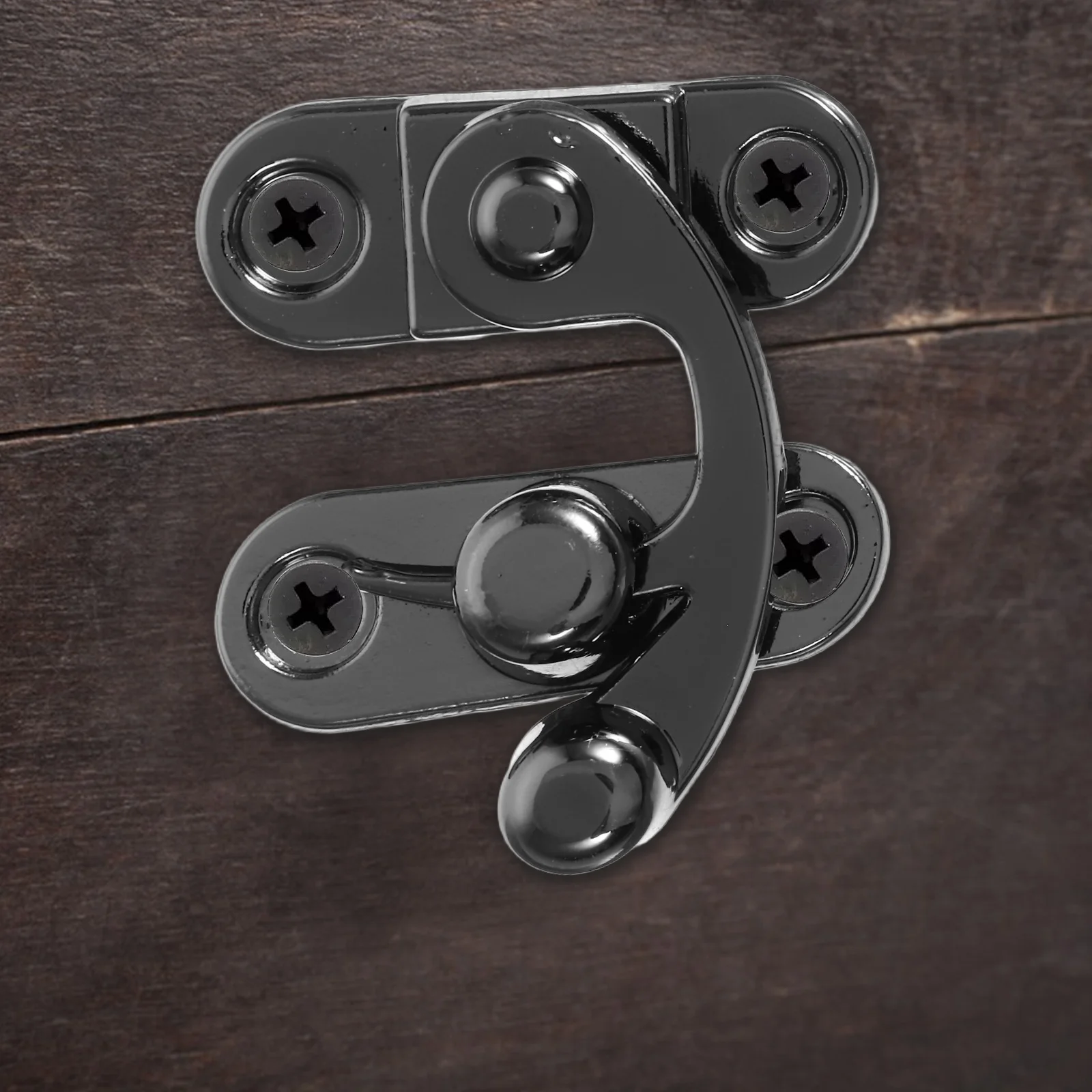 

2 Pcs Lock Hook Latches Wood Boxes with Cover Black Zinc Alloy Vintage Clasp