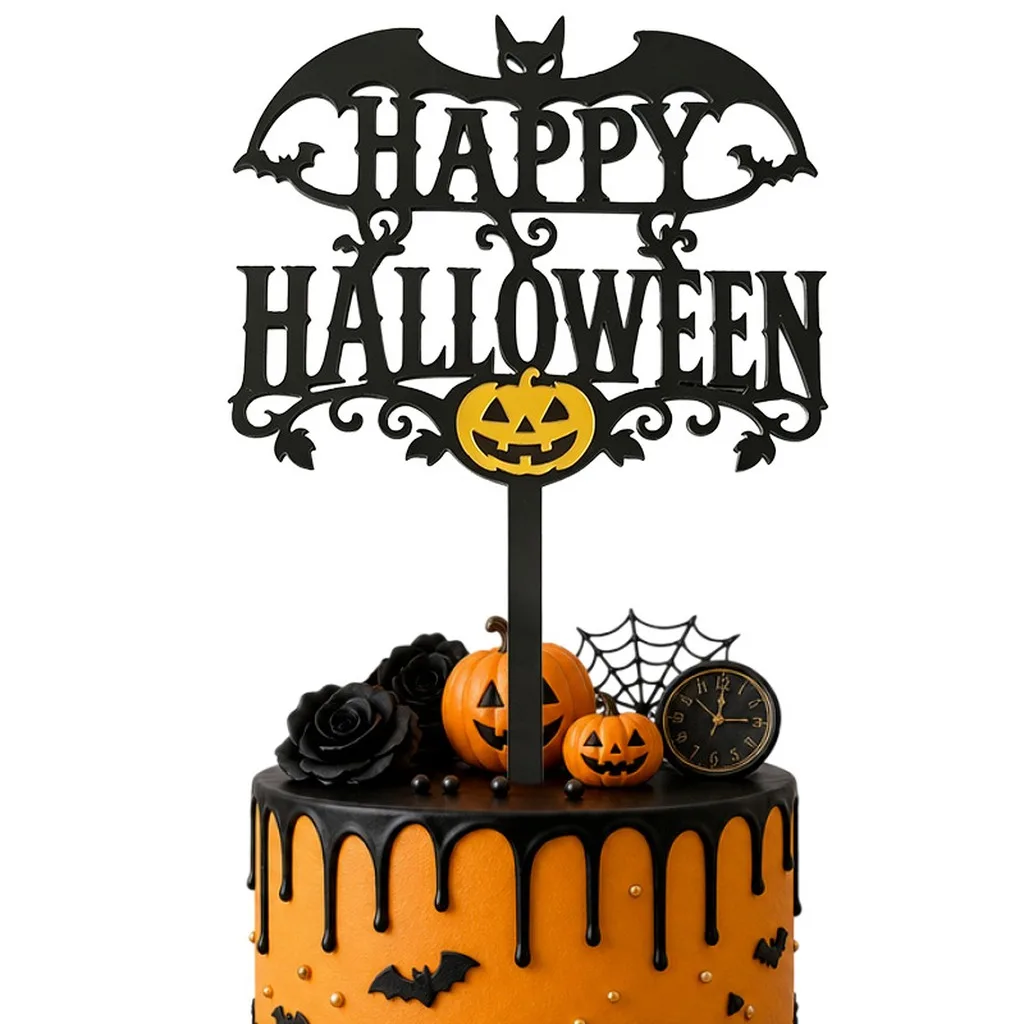 Halloween Acrylic Cake Topper Three Dimensional Acrylic Halloween Cake Decoration Castle Cake Topper Hollow Cut For Dessert view 3