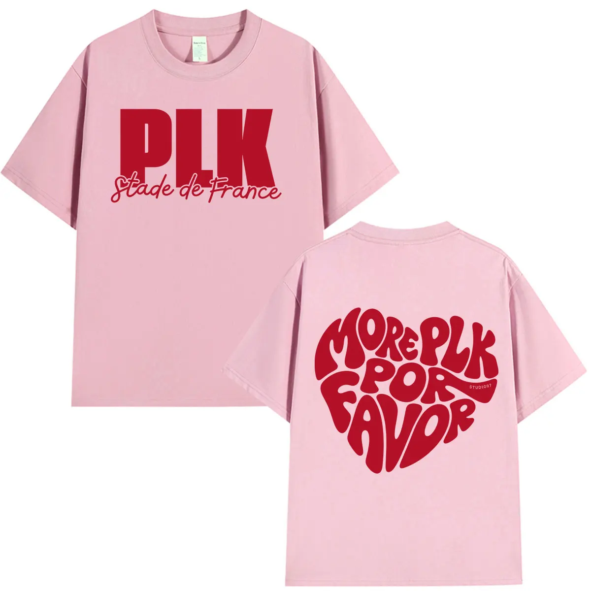 PLK Stade De France 2026 Tour Merchandise Doppelseitig Bedrucktes T-Shirt für Männer und Frauen, Modische Kurzarm-Oversize-Baumwoll-T-Shirts – Detail 3