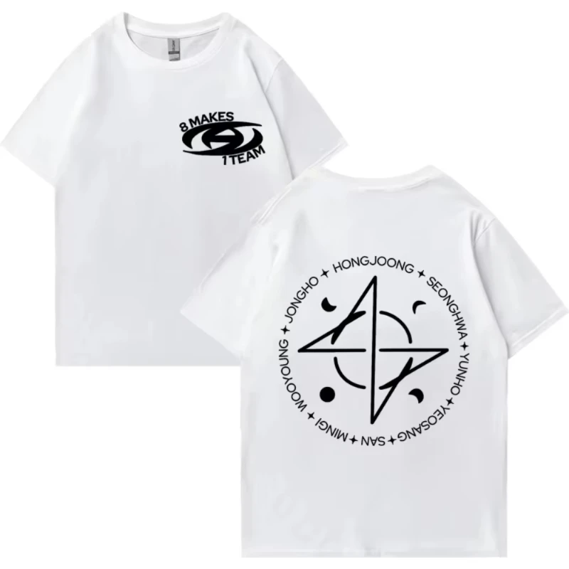 Kpop ATEEZ 8 Makes 1 Team Graphics T-shirt 2025 Men Women Vintag Oversized Tops Unisex Summer Print Cotton Short Sleeve T Shirts