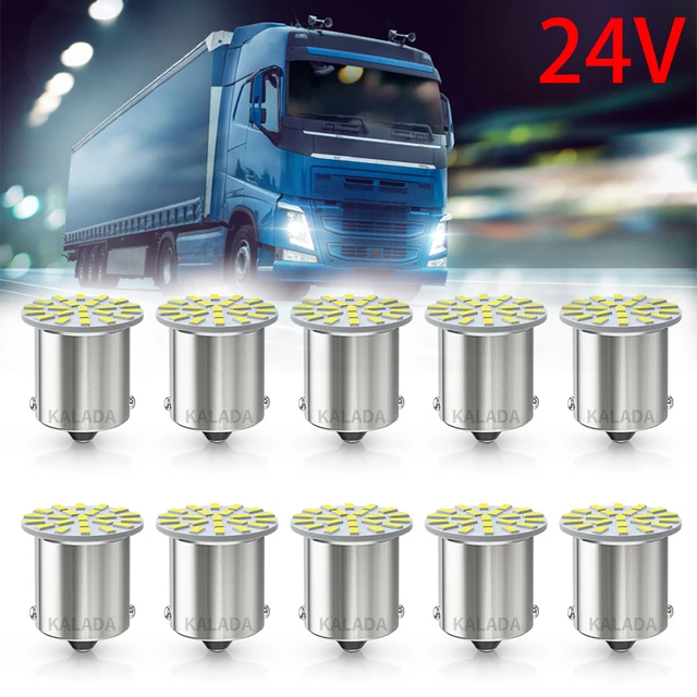 10szt 24V LED 1156 BA15S 1157 BAY15D Samochodowe światła LED 22 * 3014SMD Do ciężarówek Autobusy RV Żarówki DRL do jazdy dziennej Biała lampa sygnalizacyjna