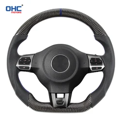 OHC Motors Customized 100% Real Carbon Fiber Leather Alcantara Steering Wheel Fit for Volkswagen 08-12 VW Golf 6 GTI GTD MK6 GLI