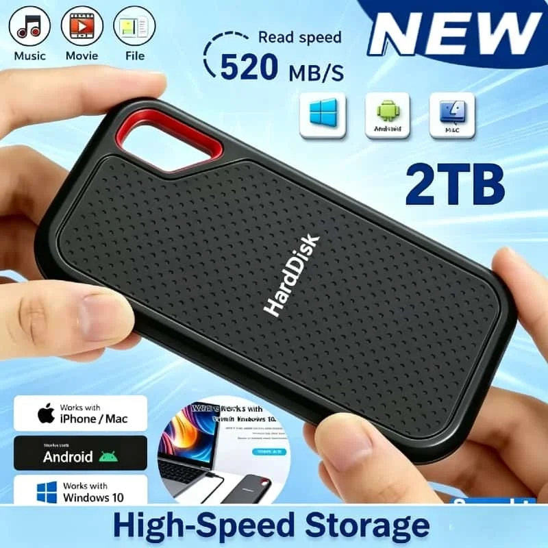 

E61 2TB External Solid State Drive Supreme Ultra Lightweight Pocket Sized Plug and Play No Driver for Windows Mac Linux Laptop