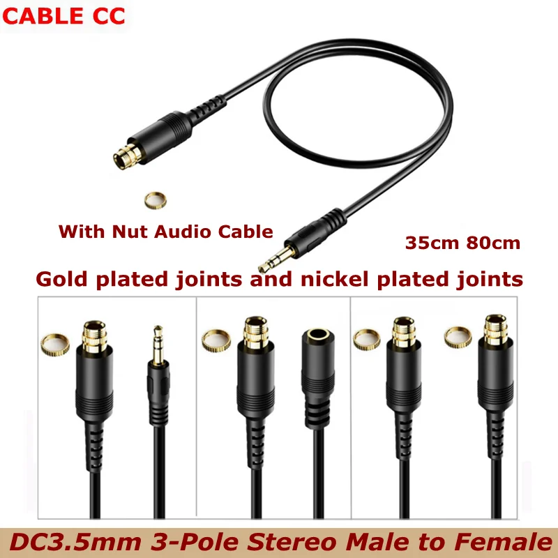 Extension Wire Accessory 0.8m 3.5mm AUX Auxiliary Car Stereo Audio Male /Female to Female Locking Nut Panel Mount Adapter Cable