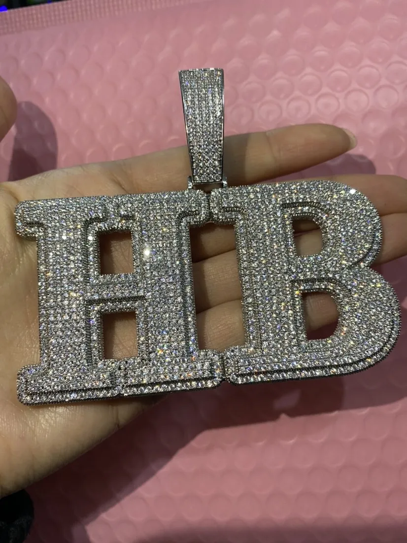 Imagem -06 - Rei Bling-custom Bold Letters Nome Colar de Pingente Micro Pavimentado Colar 5a Cubic Zirconia Cadeia Hip Hop Jóias o