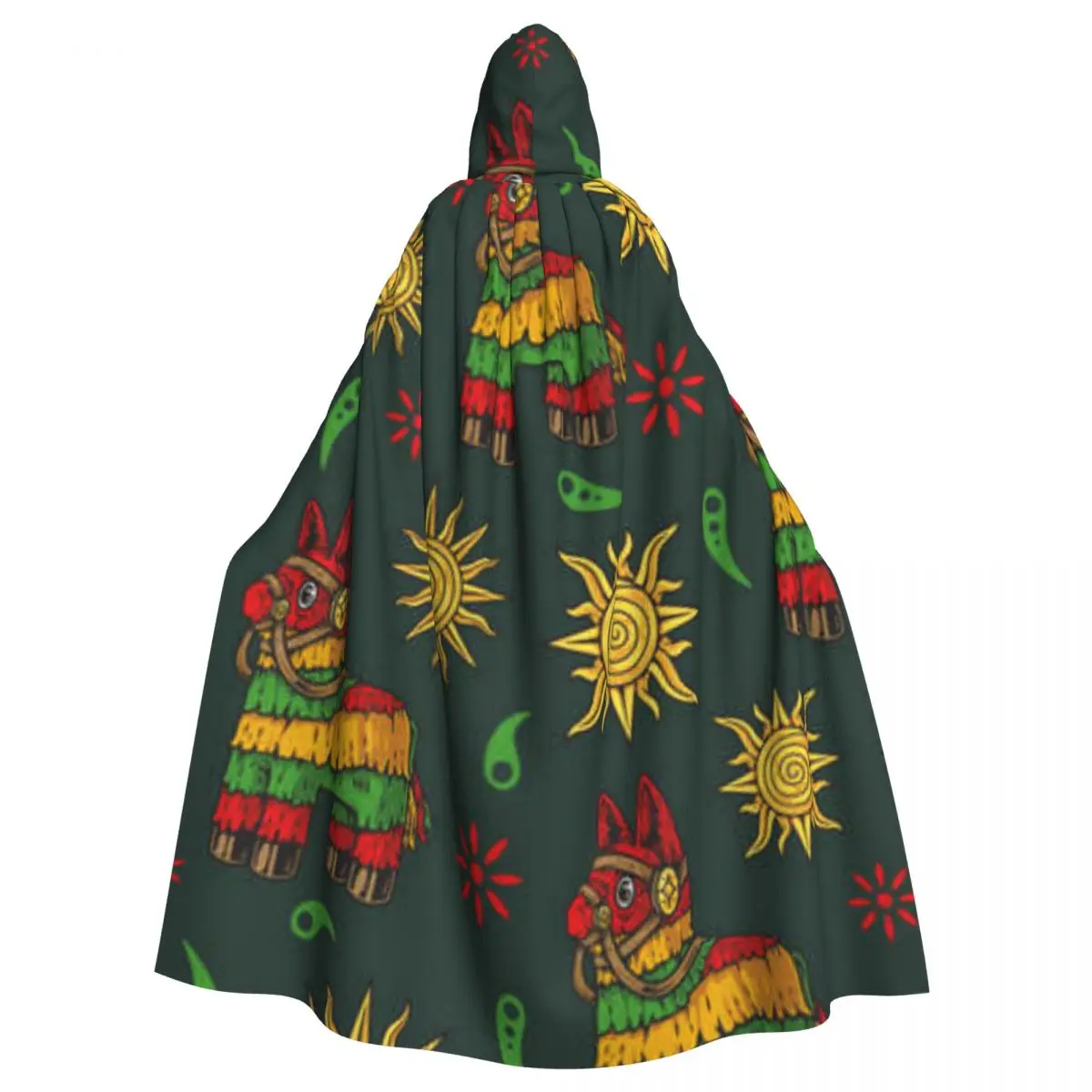 Witch Cloak Mexican Vintage Pinata Pattern Halloween Cosplay Costume Unisex Adult Cloak Retro Ages Cape