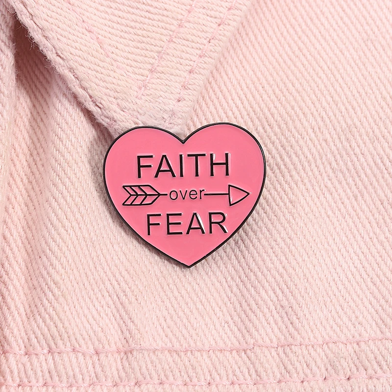 Faith Over Fear Enamel Pin Bible Verse Jesus Religious Brooch Lapel Backpack Badge Decoration Jewelry Gift For Christian