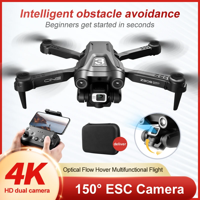 EBOYU Z908PRO RC Drone w/ 3 sides Avoid Obstacle WiFi FPV 4K Dual HD Cameras Altitude Hold Foldable RC Quadcopter Drone Gift Toy
