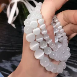 Natural Crystal Fashionable White Cat Eye Moonlight Stone Bracelet Women Elegant Charm Yoga Energy Meditation Wrist jewelry