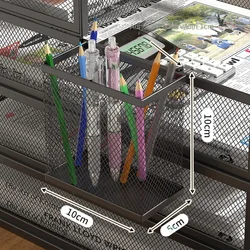 Large-capacity Metal Pen Holder Wall Mounted Storage Box Office Desktop Student Pen Bucket Pen Holder Children's File Rack Girls