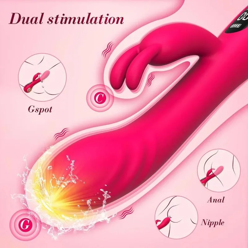 Vibrator Kelinci Digital Display Stimulator Titik G Klitoris Pemijat Puting Dildo Mainan Seks Masturbasi Wanita