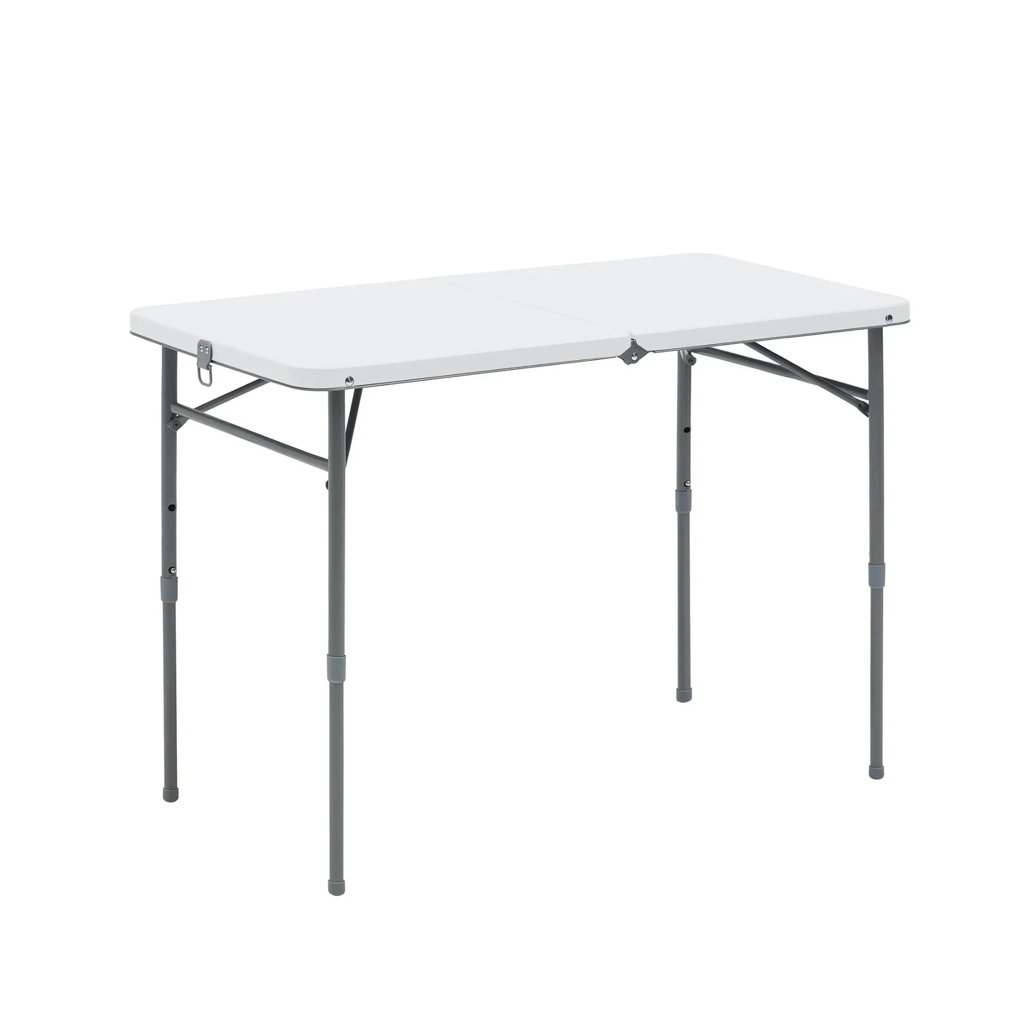 

Plastic adjustable height folding table, white, easy-to-clean resin surface