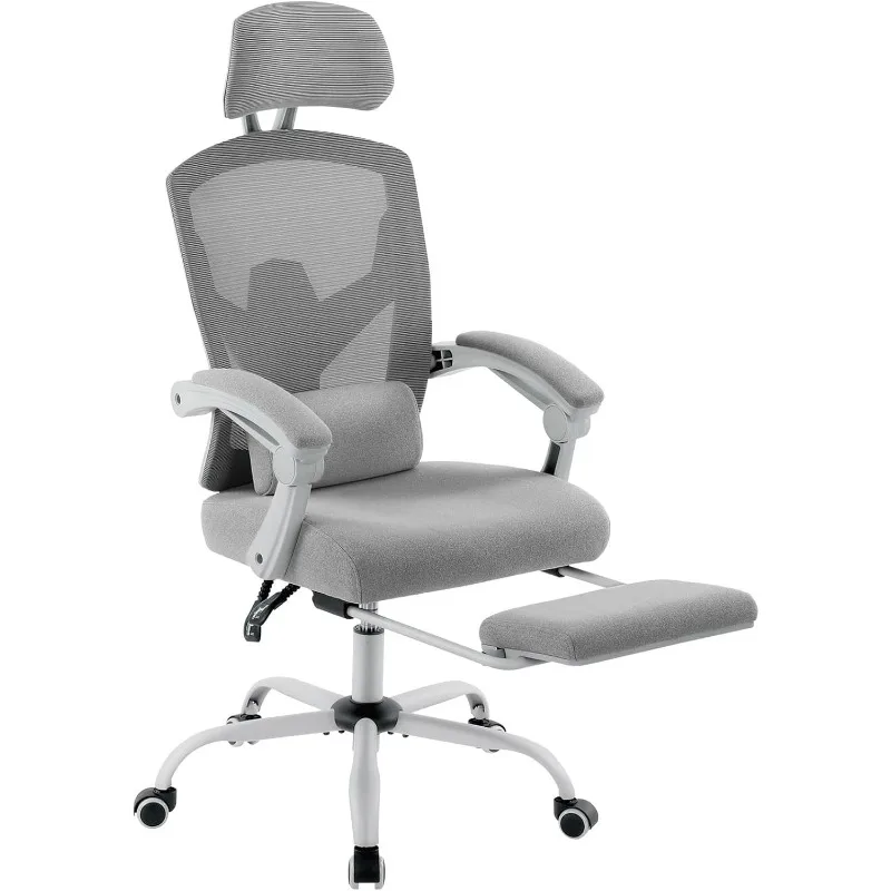 

Home Office Desk Chair with Footrest, High-Back Mesh Rolling Swivel Reclining Chairs with Wheels, Comfortable Headrest, Lu