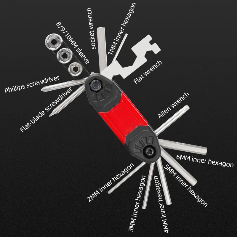 Bicycle Bagged Rubber Model Hexagonal Screwdriver Set Socket Wrench Portable Folding Compact Repair Tool Multi‑functional Tool