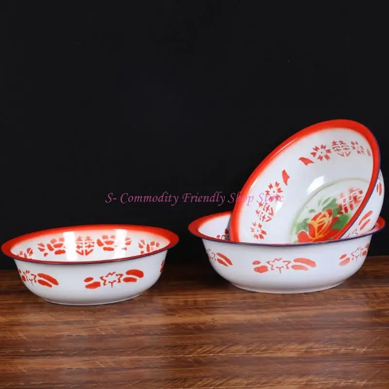 85AE Classical Enamel Finish Plastic Wash Basin Toy for Childrens Dollhouses Setup