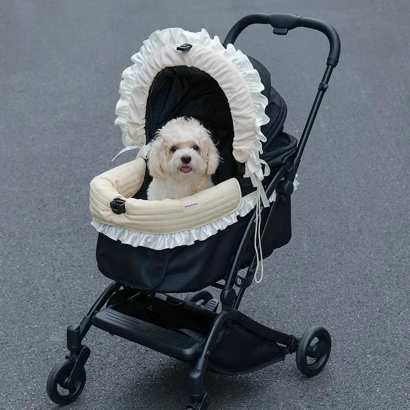 Dog Stroller Edge Cover,Lace Sunshade Cushion Pad For Pet Stroller,Ideal Accessories & Pads for Comfortable Rides