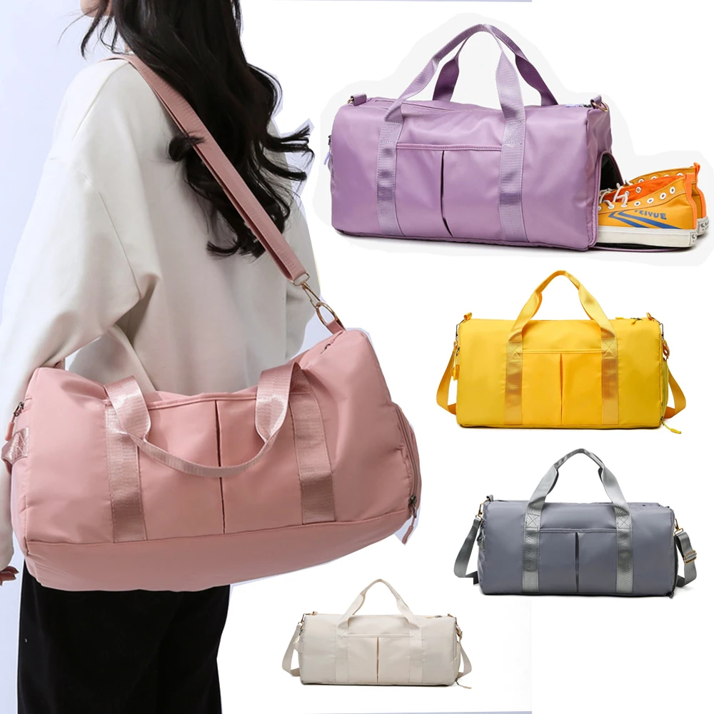 

Outdoor Waterproof Nylon Sports Gym Bags Men Women Training Fitness Travel Handbag Yoga Mat Sport Bag with Shoes Compartment Bag