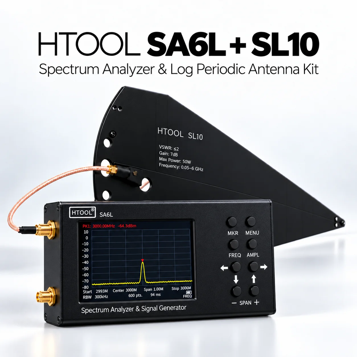 Signal Generator Spectrum Analyzer - Analisador de Espectro Portátil HTOOL SA6L