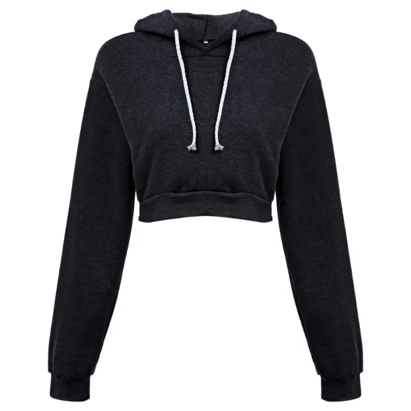 

Fashion Women Solid Hoodie Sweatshirt Short Tops Sport Pullover Hooded Streetwear Female Autumn Winter Clothes Crop Hoodie Y2k